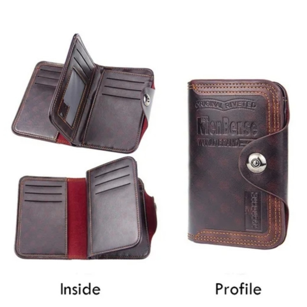 Men's Leather Wallet Business Credit Card Holder Retro Front Pocket Wallet Short